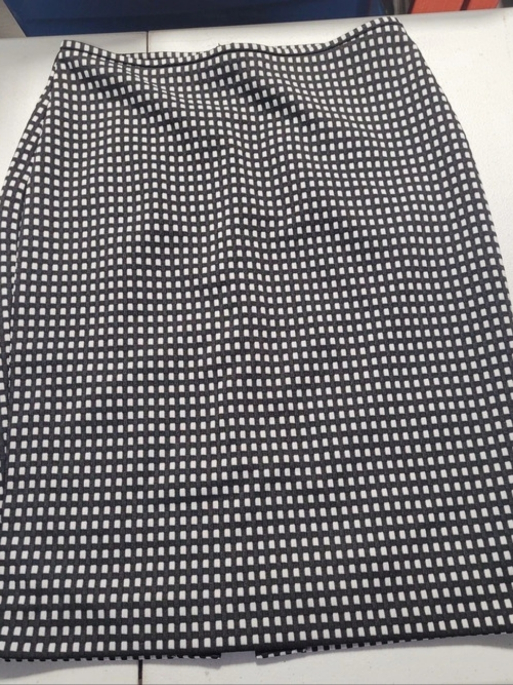 Express Black and White Grid Check Pencil Skirt Checkered Mini Skirt in Black &